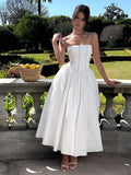 Corset Detail Spaghetti Strap Knotted Long Dresses Women
