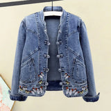 Women Jeans Jacket Butterfly Embroidery