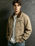 Men's Retro Contrast  Collar Zip Jacket