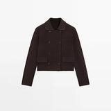 Pure cotton double-breasted lapel cardigan