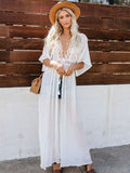 2022 Crochet White Knitted Beach Cover-up