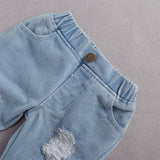Baby Girls Lace Top  Long Jeans 2Pcs Outfit