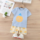 2121 Summer Cool Boy Clothes Striped Car T-shirt Trouser Suit  Kids Clothes Baby Child Short Sleeve Clothing Outfit Toddler