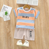 2121 Summer Cool Boy Clothes Striped Car T-shirt Trouser Suit  Kids Clothes Baby Child Short Sleeve Clothing Outfit Toddler