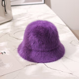 rabbit fur knitted wool  Bucket Hat