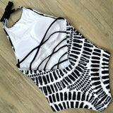 Print S - XXL Large Size Backless Female Swimwear One Piece Swimsuit Women High Neck Monokini Bather Bathing Suit Swim Bodysuit