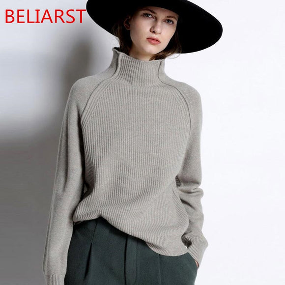 Women High-Collar Thickened  Loose Sweater