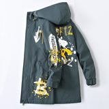 Men Jackets And Coat Long Style Windbreaker Men&#39;s Hooded Coat Streetwear Outwear