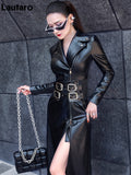 black maxi leather dress women
