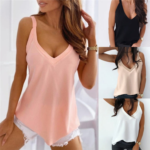 2021 Summer Sexy V-Neck Sleeveless Blouse Shirt Women Elegant Solid Loose Hollow Out Tops New Lady Off Shoulder Plus Size Blusa