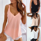 2021 Summer Sexy V-Neck Sleeveless Blouse Shirt Women Elegant Solid Loose Hollow Out Tops New Lady Off Shoulder Plus Size Blusa