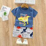 2121 Summer Cool Boy Clothes Striped Car T-shirt Trouser Suit  Kids Clothes Baby Child Short Sleeve Clothing Outfit Toddler