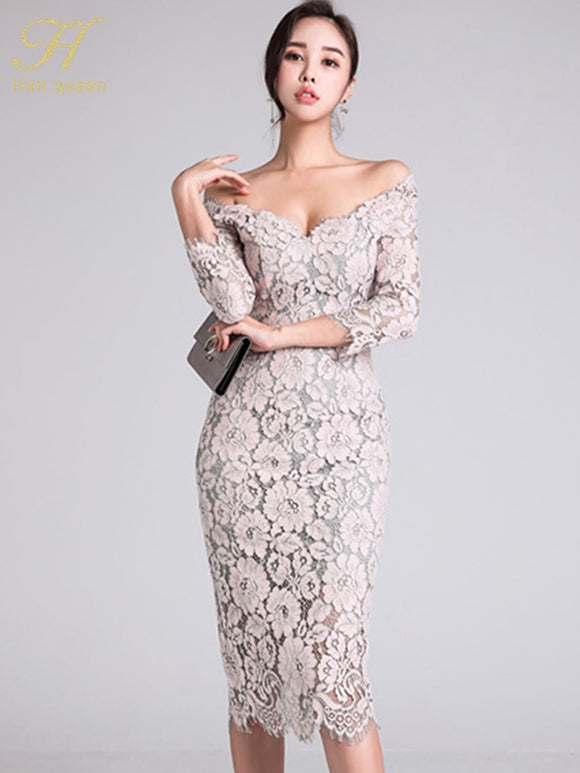 Elegant Lace Pencil Dress Women