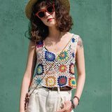 Colorful Hand Crochet Knit Top