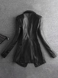Elegant Black Light Soft Faux Leather Blazer