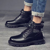 Men Leather shoes High Top Fashion Winter Warm