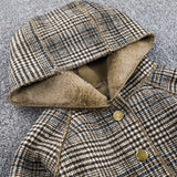 4-15 Year Children Winter Plaid Woolen Coat