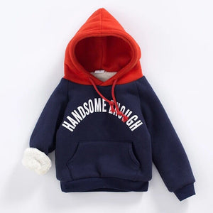 Winter Kid Thick Fleece Hoodie 0-5Y Children Long Sleeve Clothes Fall Boy Letter Hooded Sweatshirt Baby Girls Casual Loose Hoody