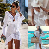 Swimsuit Cover-up Beach Knitting, Mesh Beach Dress Tunic Robe