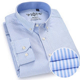 Men's Long Sleeve Oxford Plaid Striped Casual Shirt