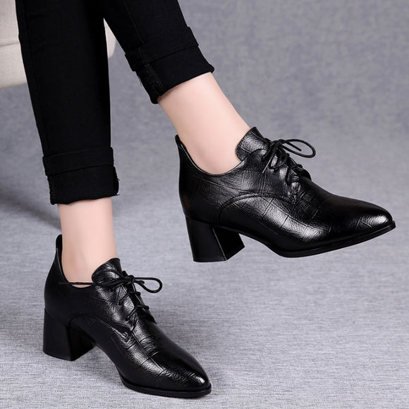Mid Heels Woman Work Shoes SOFT LEATHER