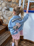 Denim Jackets for Girls Flower Embroidery
