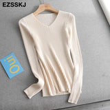 V-neck solid autumn/winter Sweater