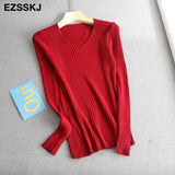 V-neck solid autumn/winter Sweater