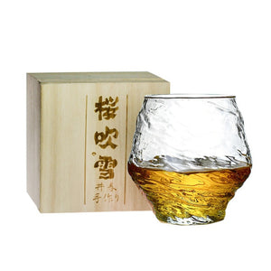 Japanese Hazy Air Wine Glass Snowflakes, Falling Whiskey Tumbler Hammer Pattern