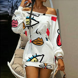 Women Elegant  Long Sleeve Mini Pullover Dress