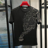 Male Tiger Hot Diamond Printing T shirt