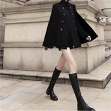Black cape coat for women