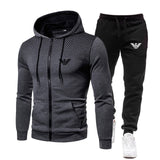 Men Hoodie Suit Two-Piece Fitness Running Sportswear