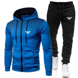 Men Hoodie Suit Two-Piece Fitness Running Sportswear